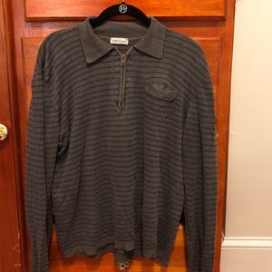 Dries Van Noten Grey Striped Quarter Zip